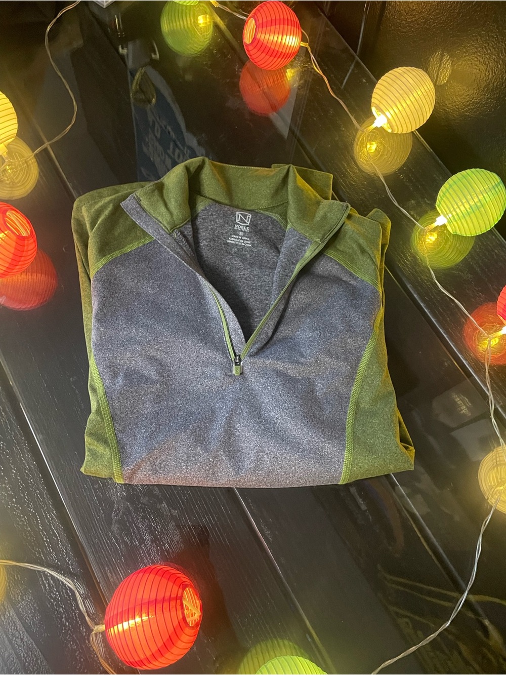 Nautica Women's Olive Green and Gray Half-Zip Performance Jacket